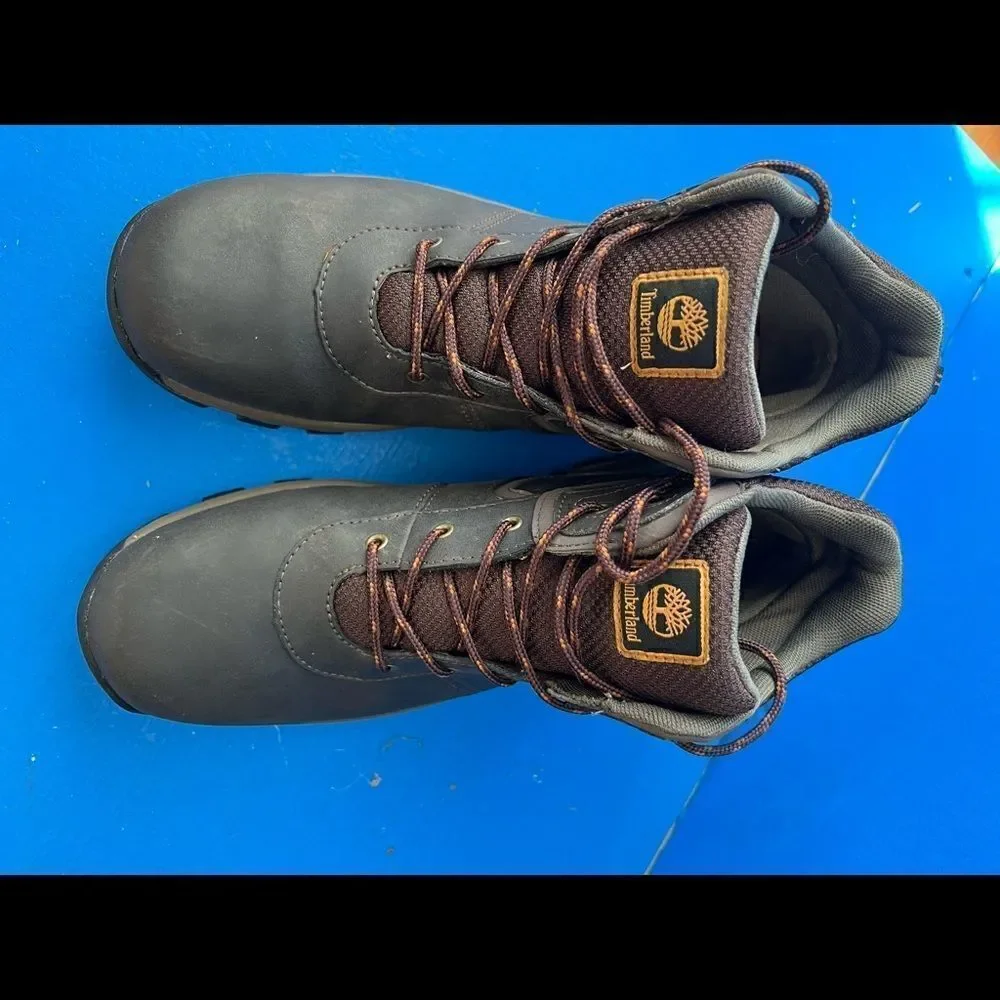 Timberland Boys Mt. Maddsen A14IB Brown Leather Lace Up Hiking Boots Size US 6.5